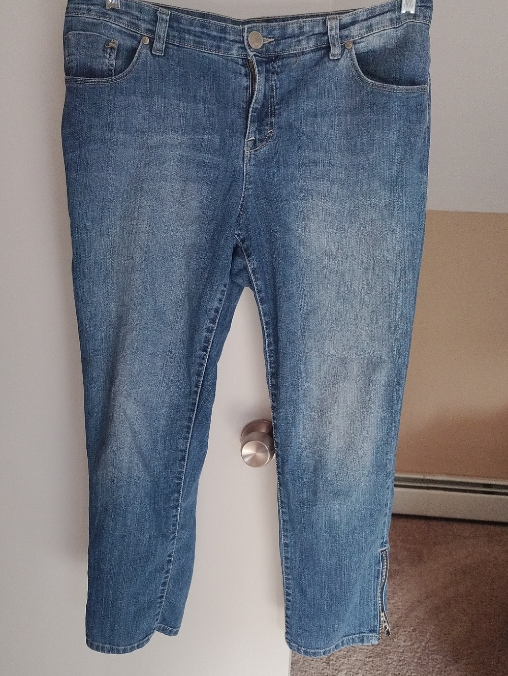 Style & Co. Mid Wash Cropped Skinny Jeans with Ankle Zips